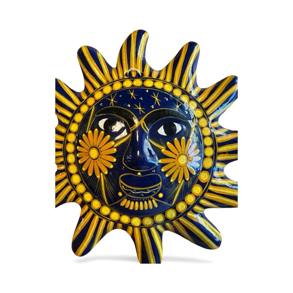 Talavera Mexican Folk Art, 9” Sun Ceramic Wall Hanging - Picture 2 of 4